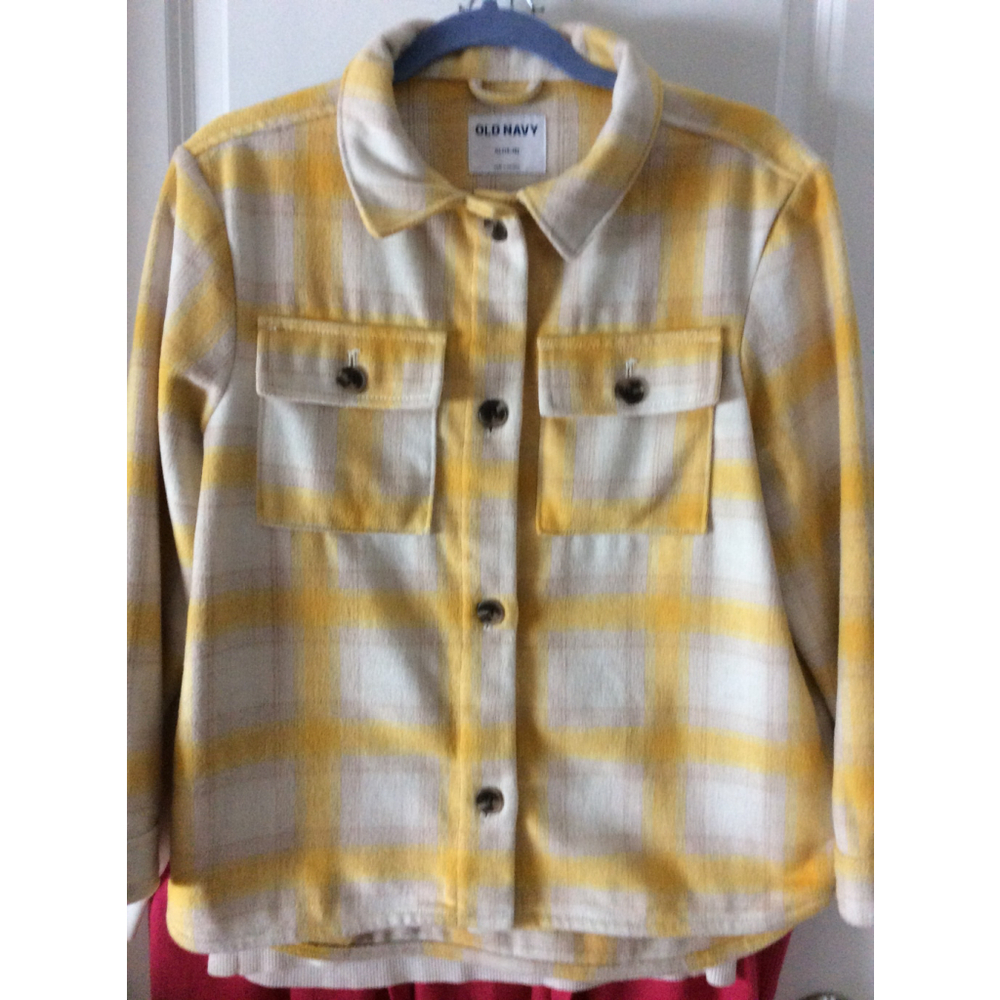 Girls Old Navy Yellow Cream Plaid Flannel Jacket XL
